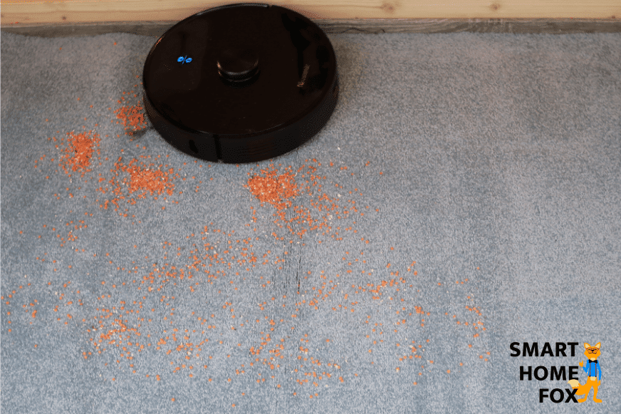 Proscenic M7 Pro во время теста на всасывание чечевицы на ковре